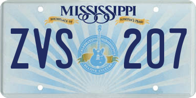 MS license plate ZVS207