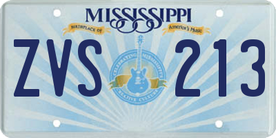 MS license plate ZVS213