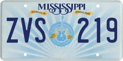 MS license plate ZVS219