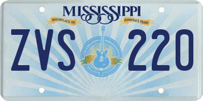 MS license plate ZVS220