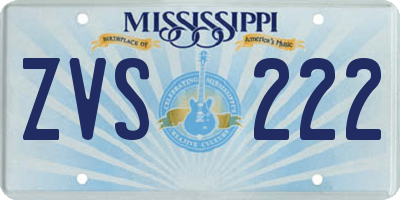 MS license plate ZVS222