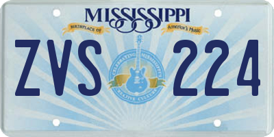 MS license plate ZVS224