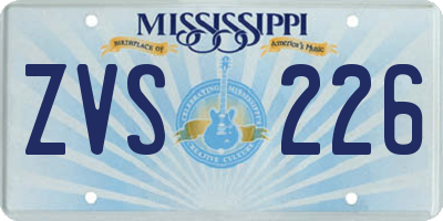 MS license plate ZVS226