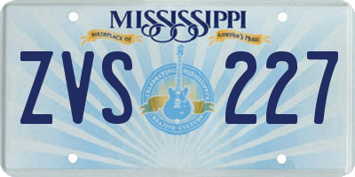 MS license plate ZVS227