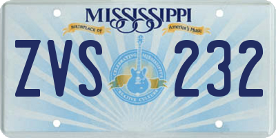 MS license plate ZVS232