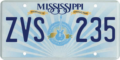 MS license plate ZVS235
