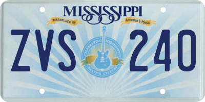 MS license plate ZVS240