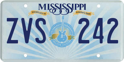 MS license plate ZVS242