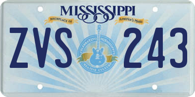 MS license plate ZVS243