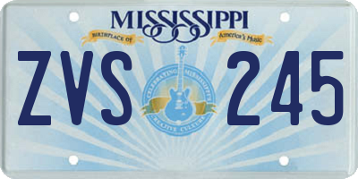 MS license plate ZVS245