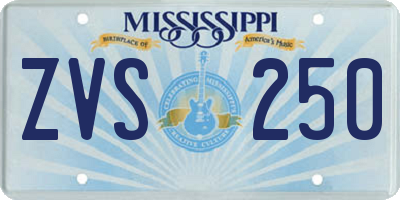 MS license plate ZVS250