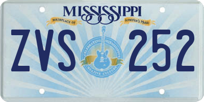 MS license plate ZVS252