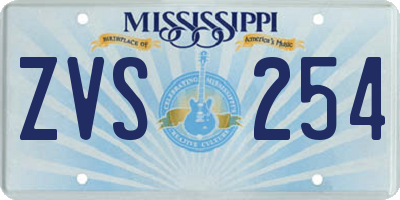 MS license plate ZVS254