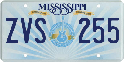 MS license plate ZVS255