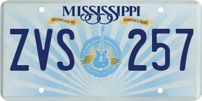 MS license plate ZVS257