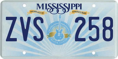 MS license plate ZVS258