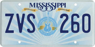 MS license plate ZVS260
