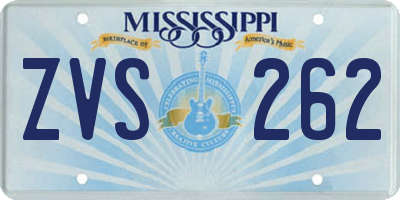 MS license plate ZVS262