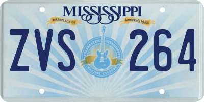 MS license plate ZVS264