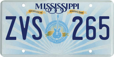 MS license plate ZVS265