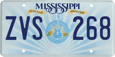 MS license plate ZVS268