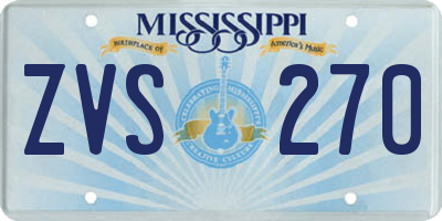 MS license plate ZVS270