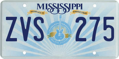 MS license plate ZVS275