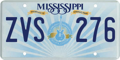 MS license plate ZVS276