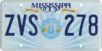 MS license plate ZVS278