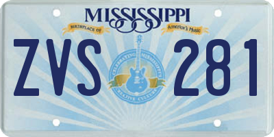 MS license plate ZVS281