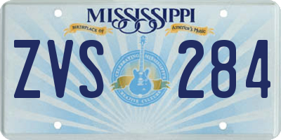 MS license plate ZVS284