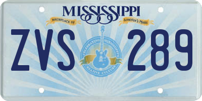 MS license plate ZVS289