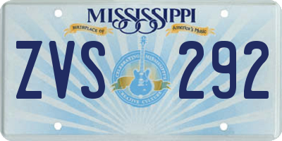 MS license plate ZVS292