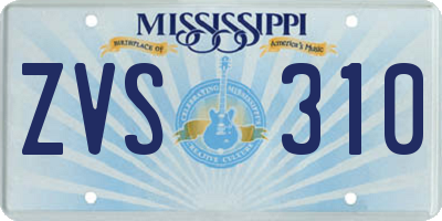 MS license plate ZVS310