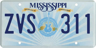 MS license plate ZVS311