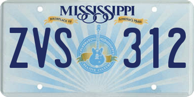 MS license plate ZVS312
