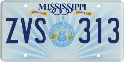 MS license plate ZVS313