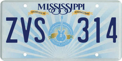 MS license plate ZVS314