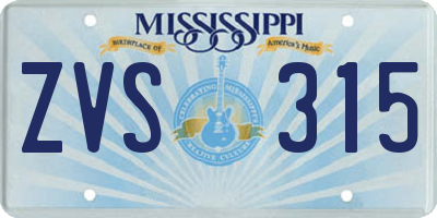 MS license plate ZVS315