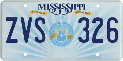 MS license plate ZVS326