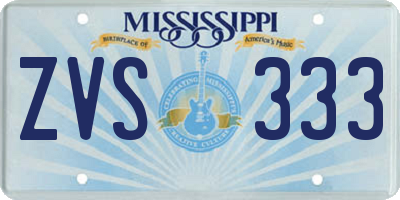 MS license plate ZVS333