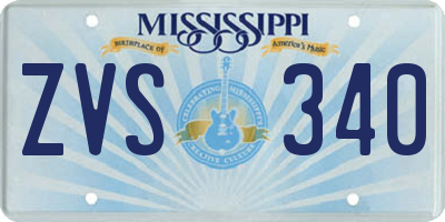 MS license plate ZVS340