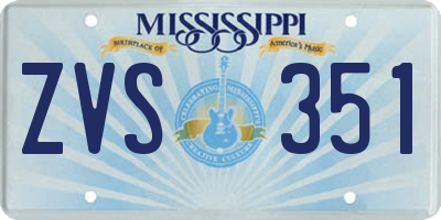 MS license plate ZVS351