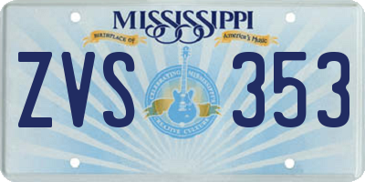MS license plate ZVS353