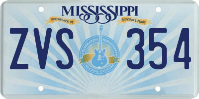 MS license plate ZVS354