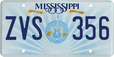 MS license plate ZVS356
