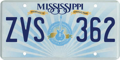 MS license plate ZVS362