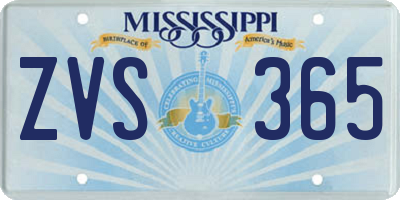 MS license plate ZVS365
