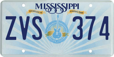 MS license plate ZVS374