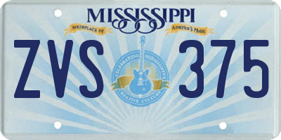 MS license plate ZVS375